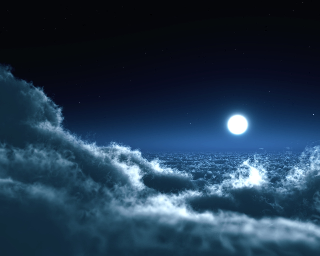 Moon above the clouds for 1280 x 1024 resolution