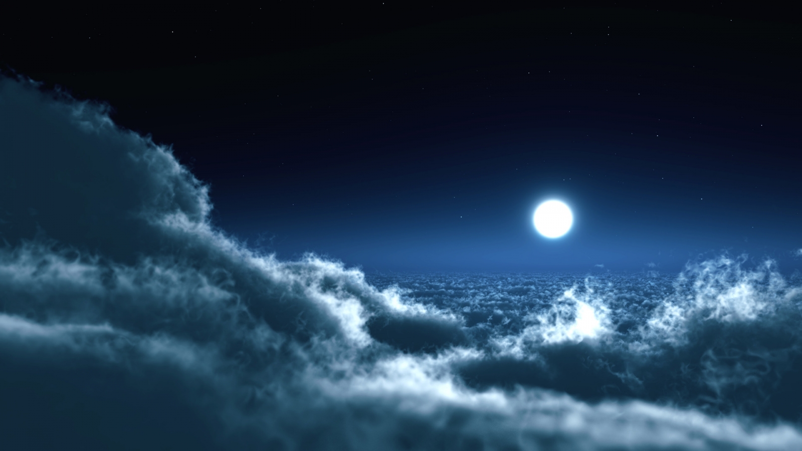 Moon above the clouds for 1600 x 900 HDTV resolution
