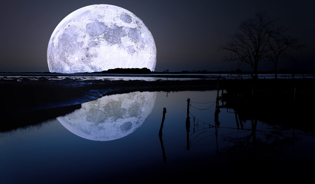 Moon Reflection for 1024 x 600 widescreen resolution
