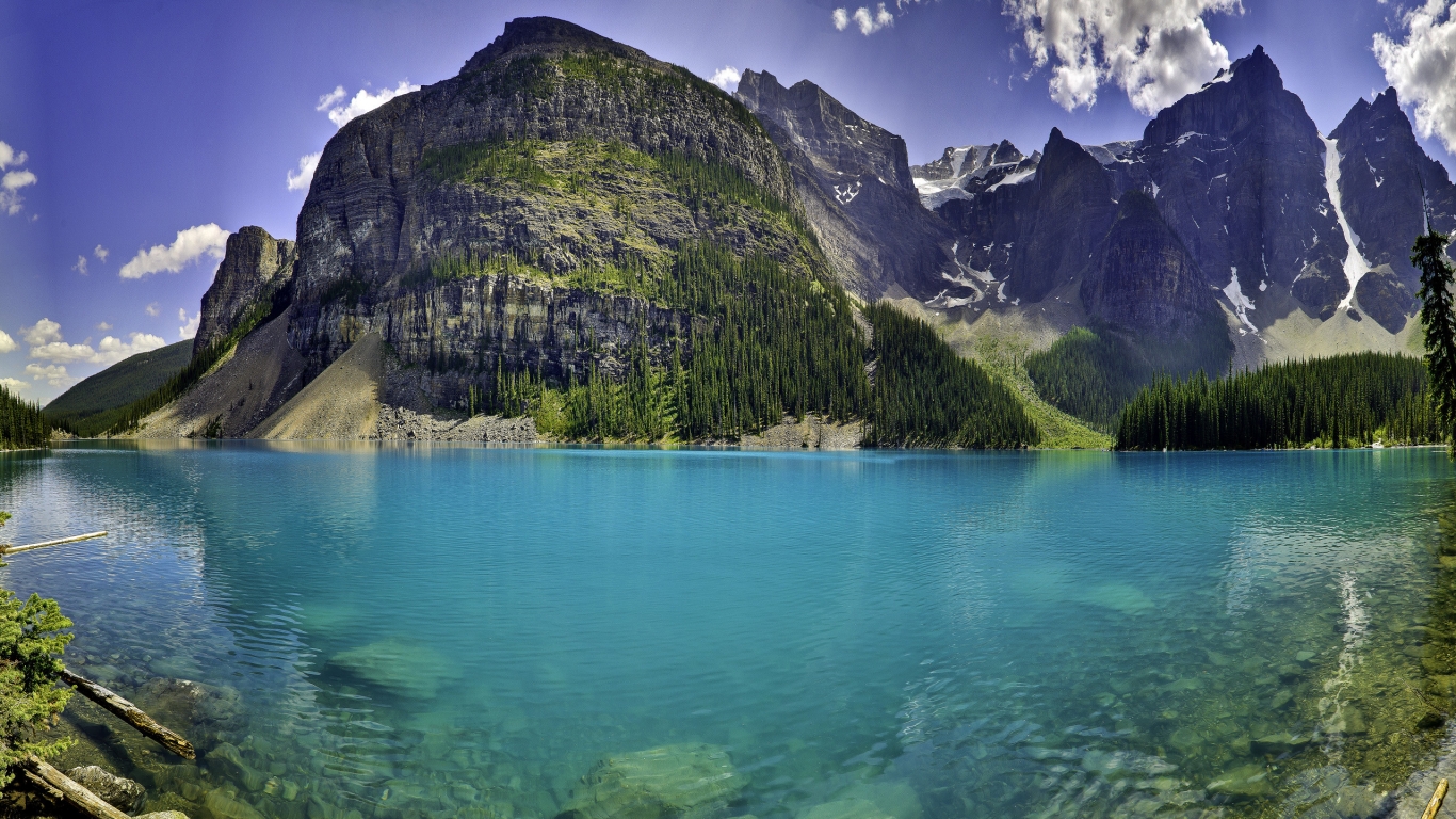 Moraine lake panorama for 1366 x 768 HDTV resolution