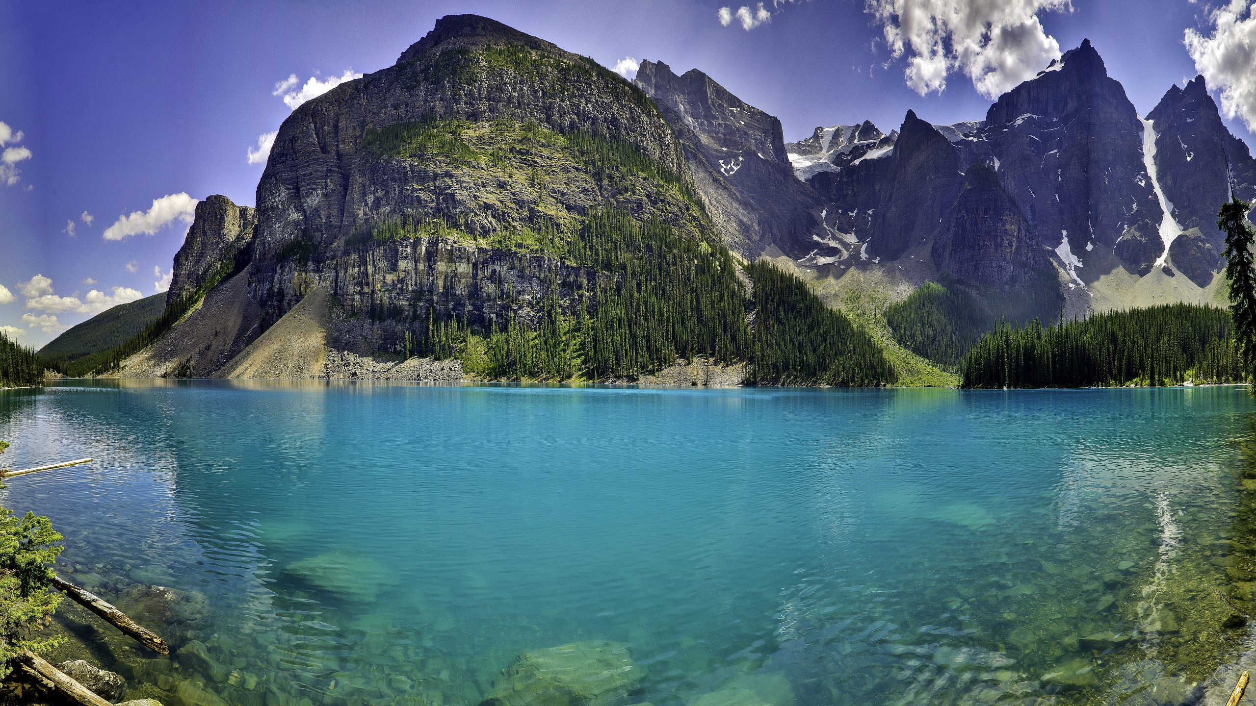 Moraine lake panorama for 2560x1440 HDTV resolution
