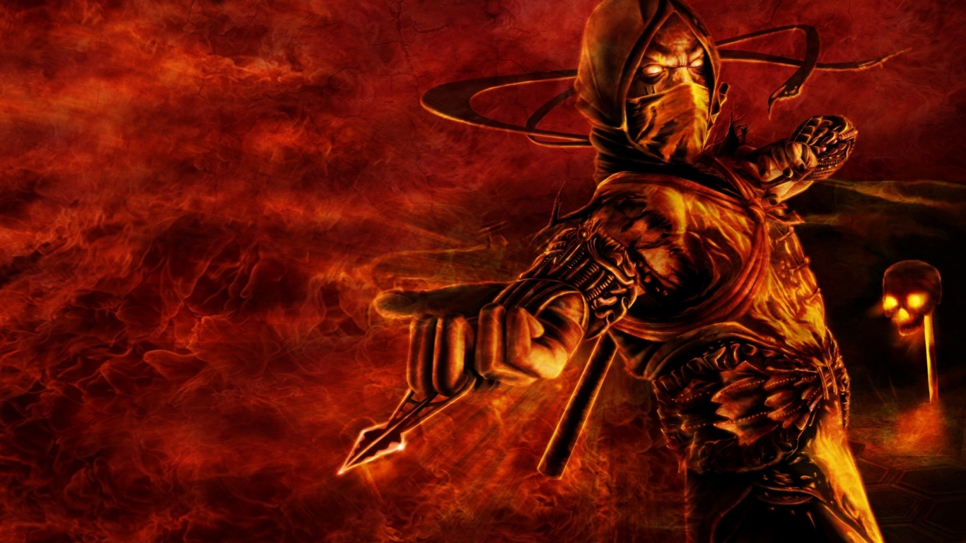 Mortal Kombat Scorpion Poster for 1366 x 768 HDTV resolution