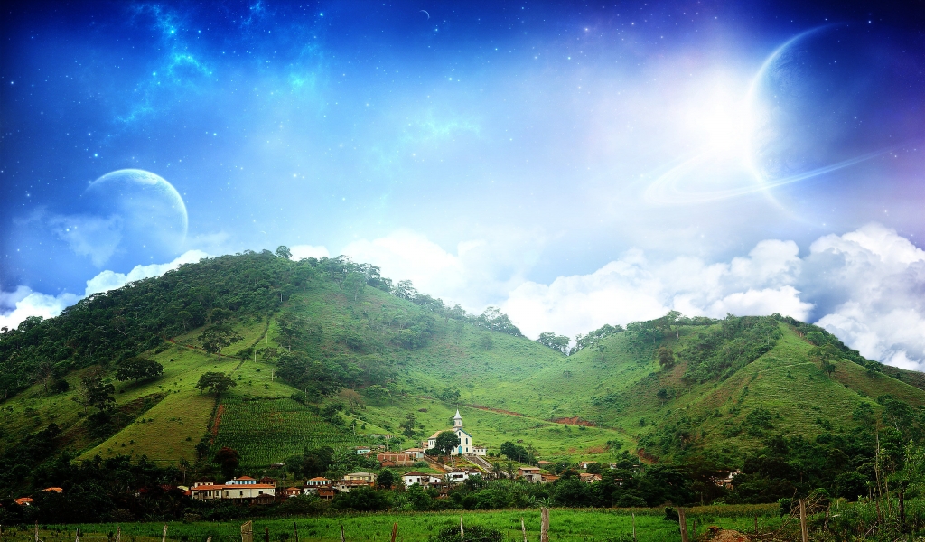 Mountain village for 1024 x 600 widescreen resolution