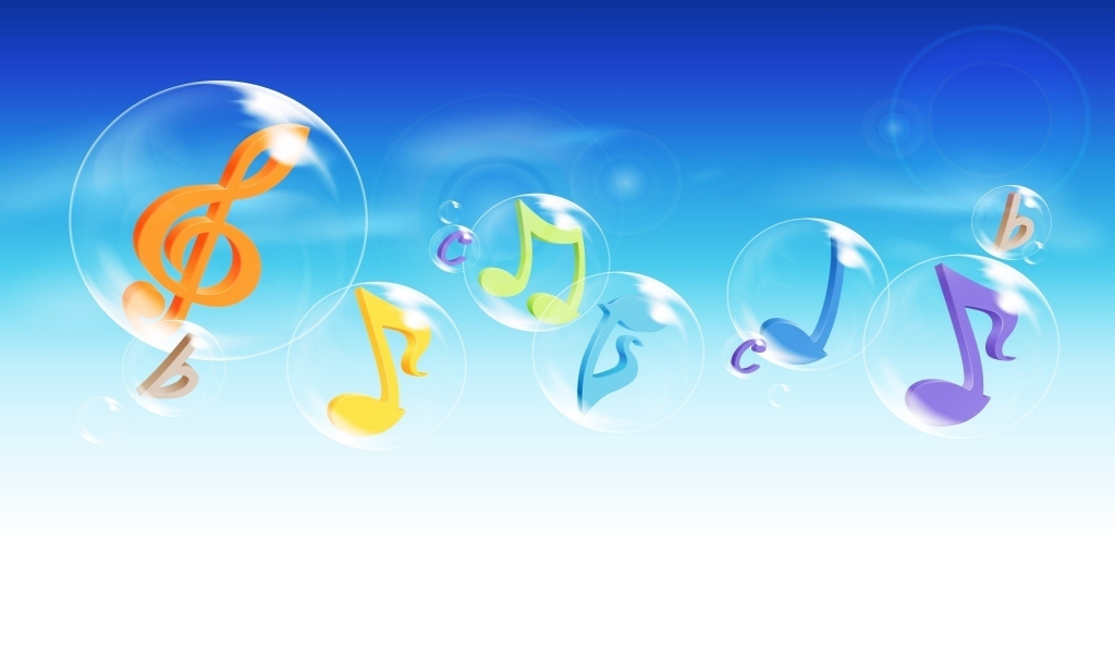 Music Notes in The Air for 1024 x 600 widescreen resolution