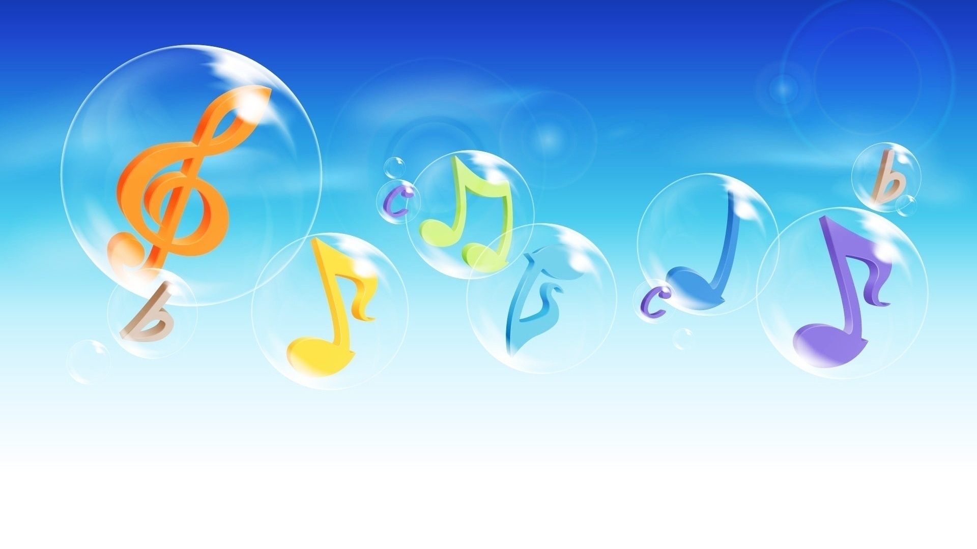 Music Notes in The Air for 1920 x 1080 HDTV 1080p resolution
