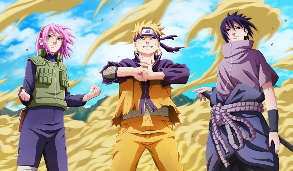 Naruto Uzumaki and Friends for 1024 x 600 widescreen resolution