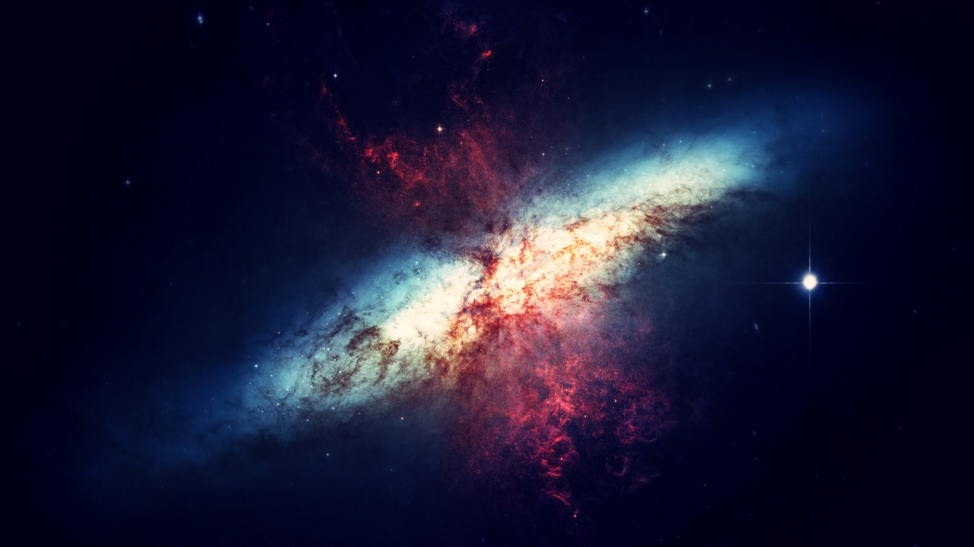 Nebula pink blue explosion for 1366 x 768 HDTV resolution
