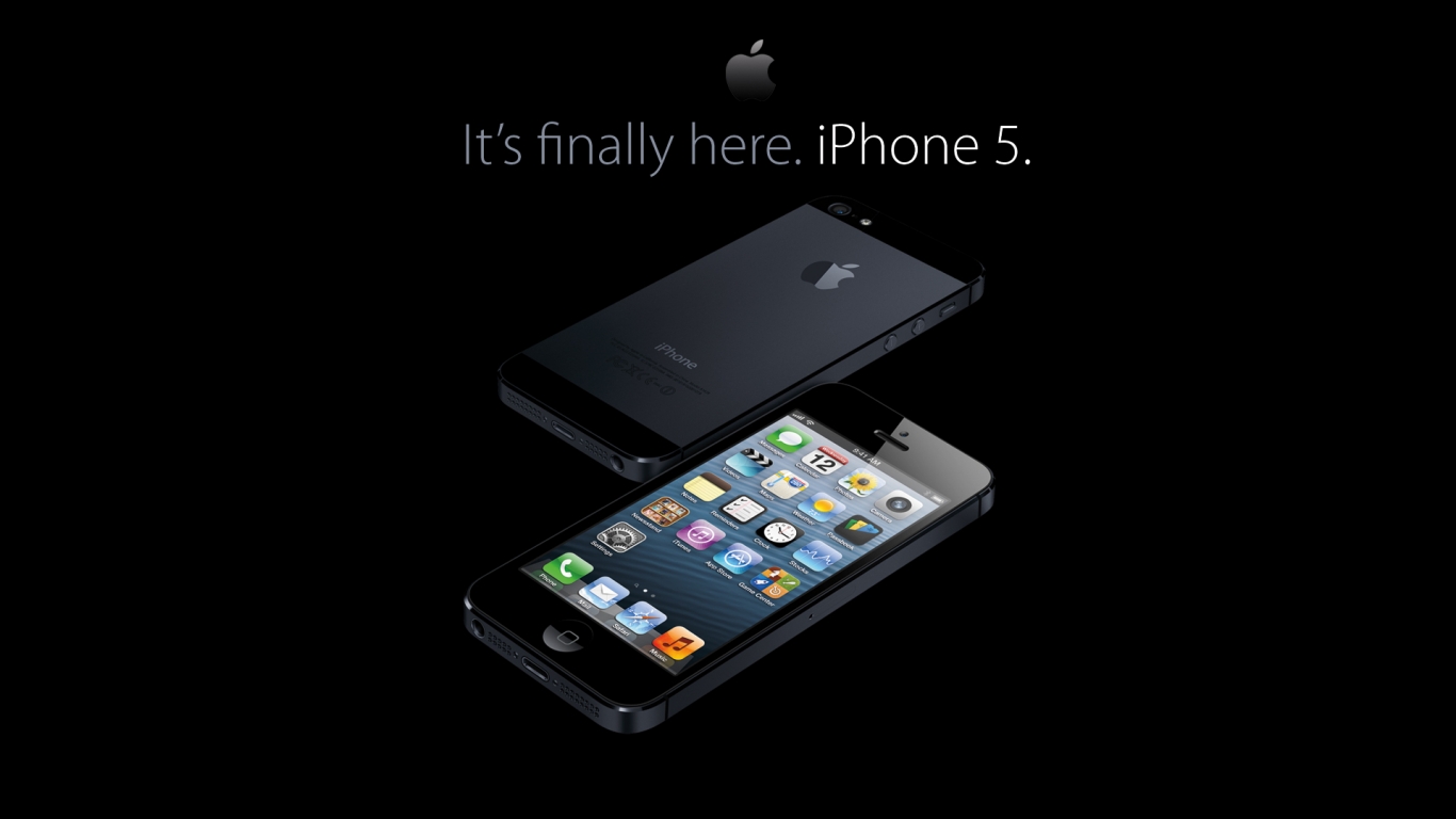 New iPhone 5 Handset Black for 1366 x 768 HDTV resolution