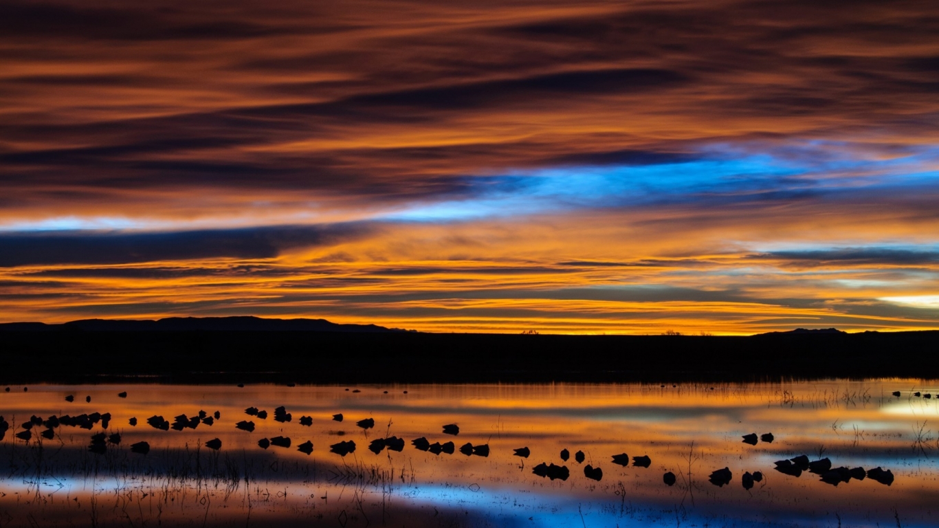 New Mexico Sunset Reflection for 1366 x 768 HDTV resolution