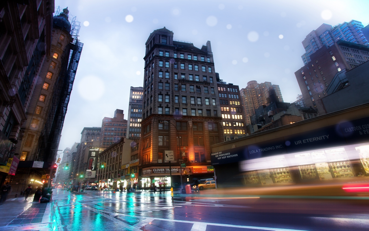 New York Broadway Street for 1280 x 800 widescreen resolution