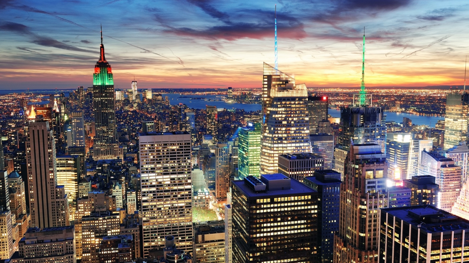 New York Night View for 1600 x 900 HDTV resolution