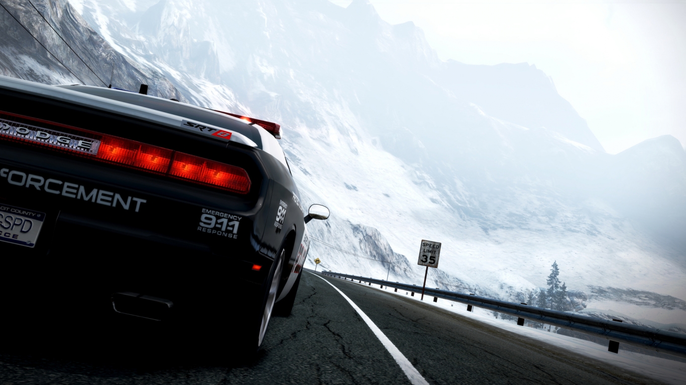 NFS Hot Pursuit Police Car for 1366 x 768 HDTV resolution
