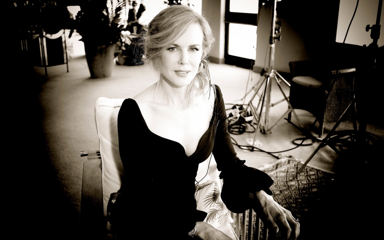 Nicole Kidman Black and White Photo for 1280 x 800 widescreen resolution