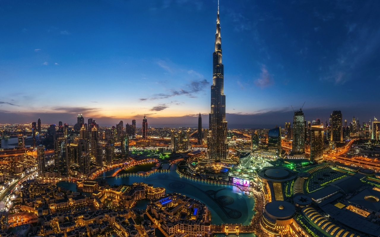 Night Lights in Dubai for 1280 x 800 widescreen resolution