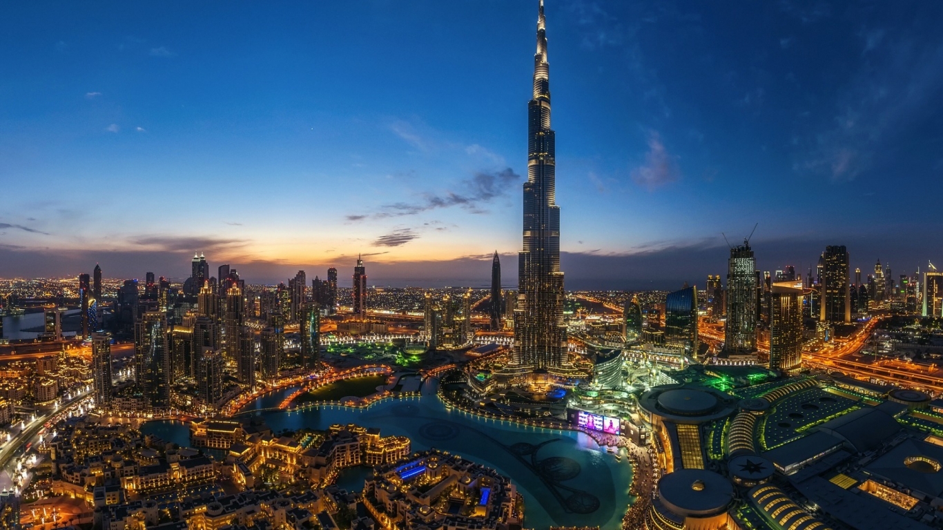 Night Lights in Dubai for 1366 x 768 HDTV resolution
