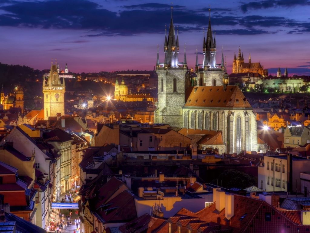 Night Lights in Prague for 1024 x 768 resolution