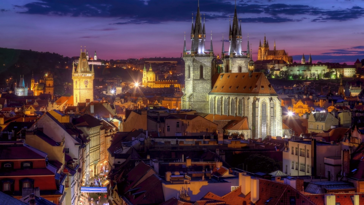 Night Lights in Prague for 1280 x 720 HDTV 720p resolution
