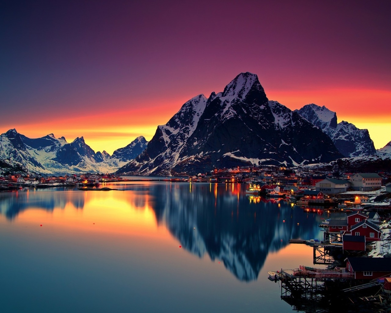 Night Lofoten Islands Norway for 1280 x 1024 resolution