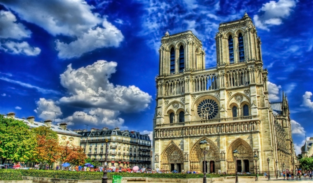 Notre Dame de Paris Cathedral for 1024 x 600 widescreen resolution
