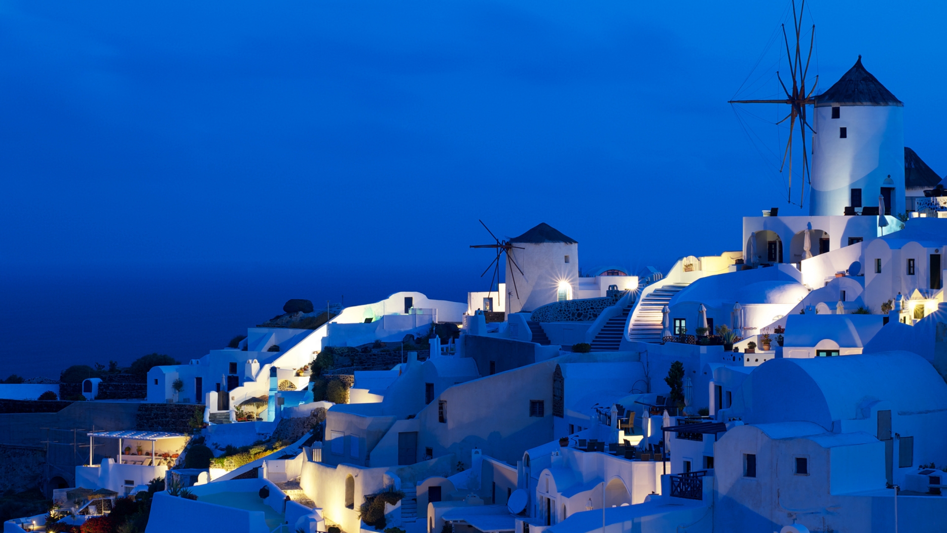 Oia Windmills for 1920 x 1080 HDTV 1080p resolution