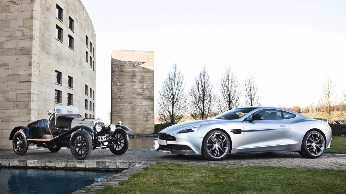 Old and New Aston Martin Vanquish for 1366 x 768 HDTV resolution