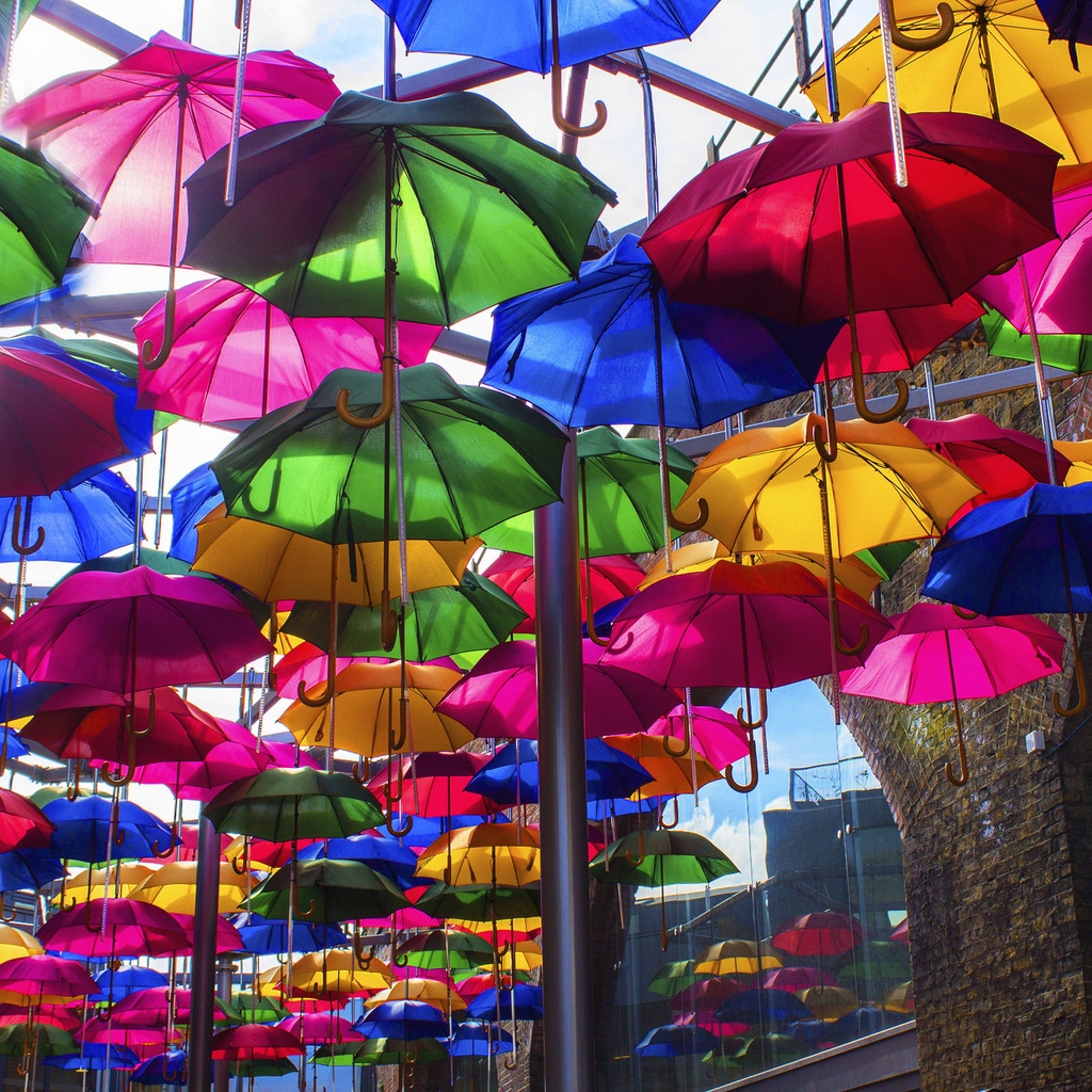 Opened Colorful Umbrellas for 1024 x 1024 iPad resolution