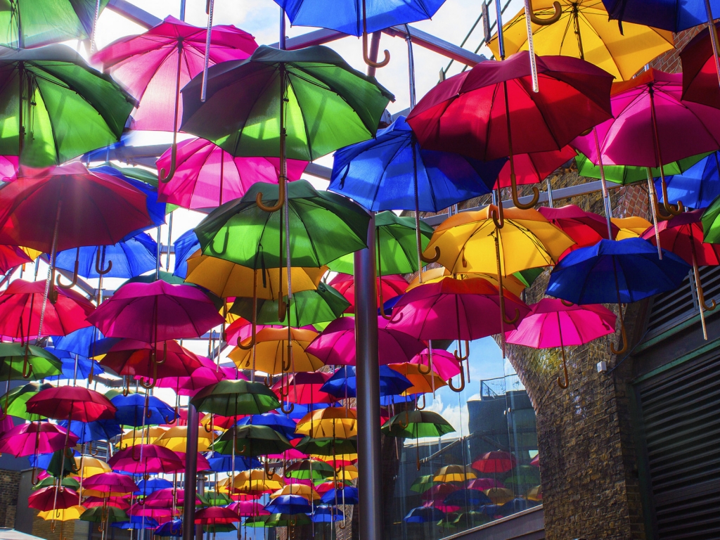 Opened Colorful Umbrellas for 1024 x 768 resolution