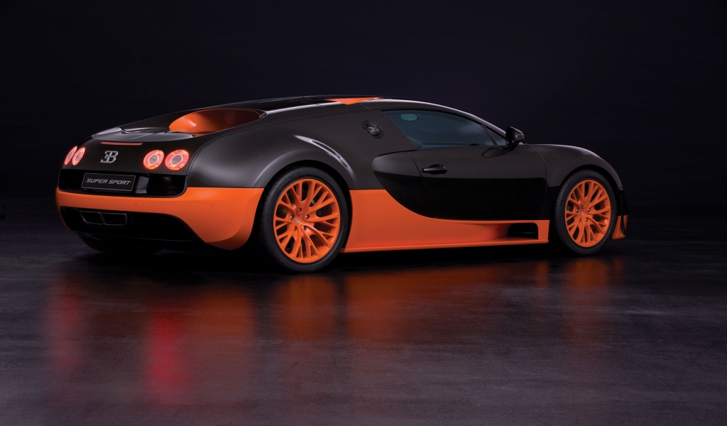 Orange Bugatti Veyron Super Sport for 1024 x 600 widescreen resolution