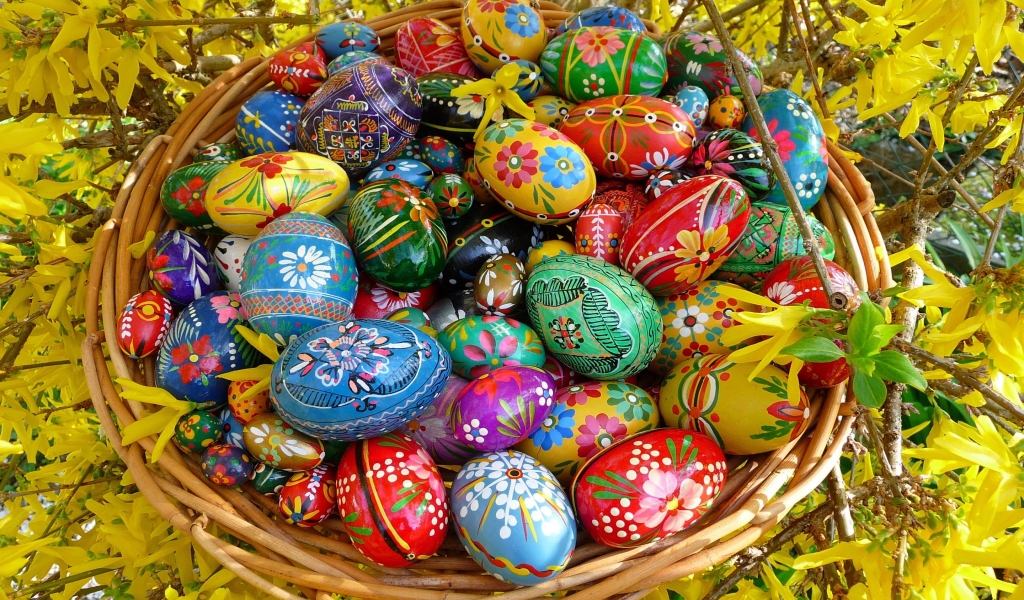 Painted Easter Eggs for 1024 x 600 widescreen resolution
