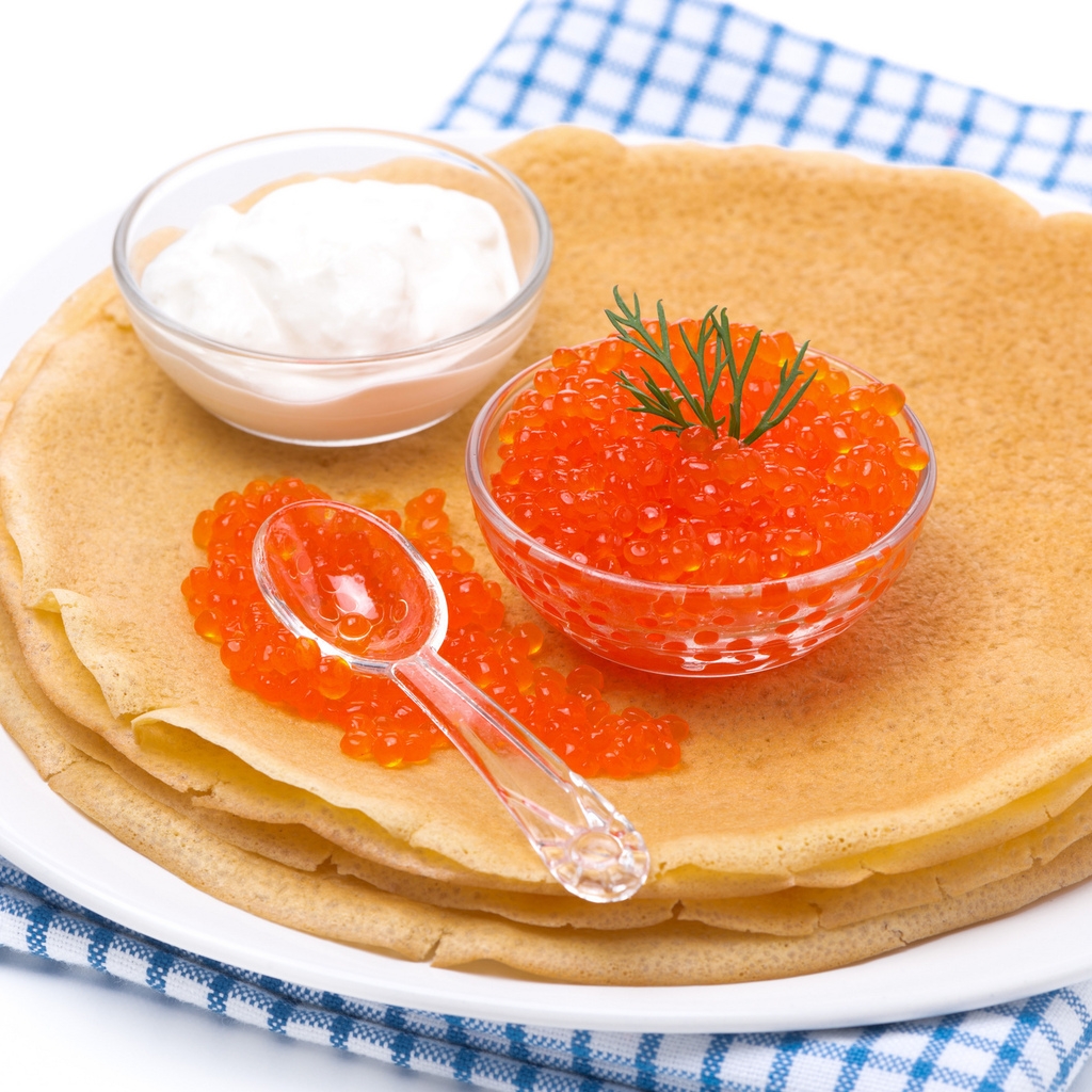 Pancakes and Red Caviar for 1024 x 1024 iPad resolution