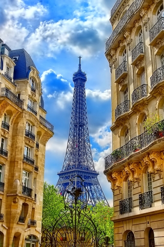 Paris Street Corner View for 320 x 480 iPhone resolution