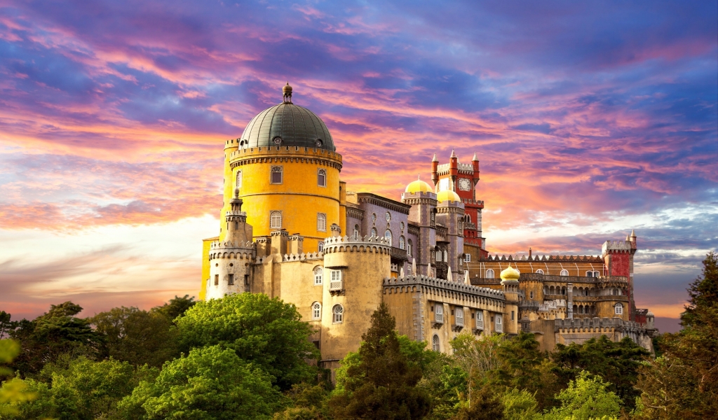 Pena National Palace Portugal for 1024 x 600 widescreen resolution