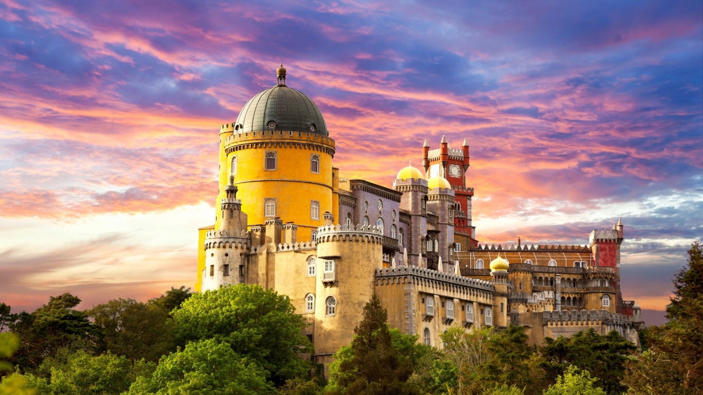 Pena National Palace Portugal for 1366 x 768 HDTV resolution