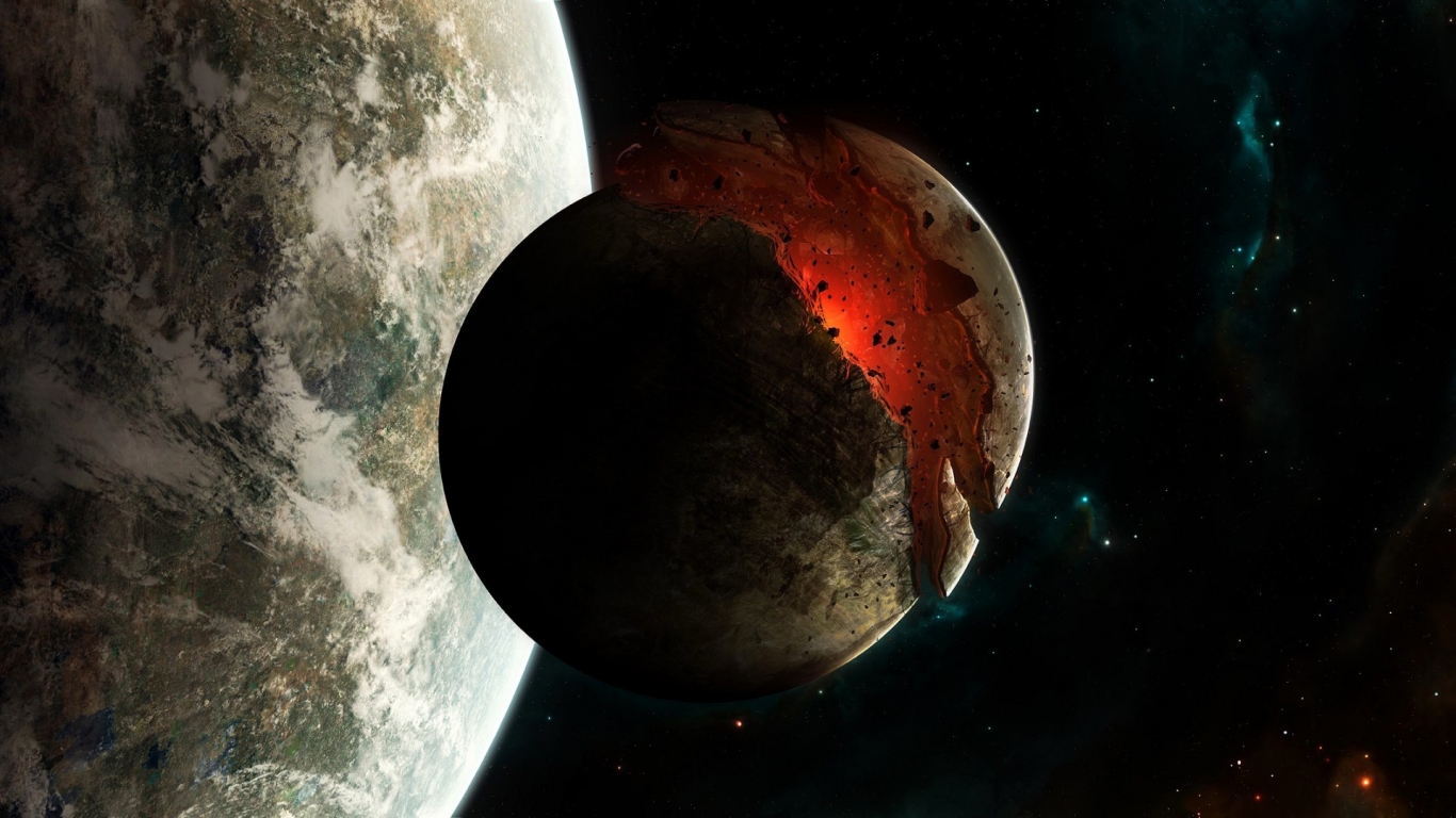 Planet Disaster in Space for 1366 x 768 HDTV resolution