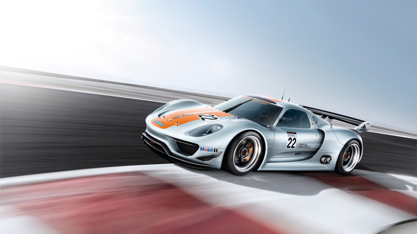 Porsche 918 RSR Speed for 1366 x 768 HDTV resolution