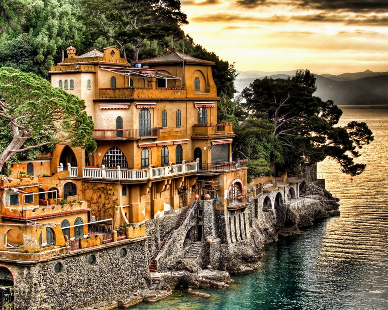 Portofino Coast Genoa for 1280 x 1024 resolution