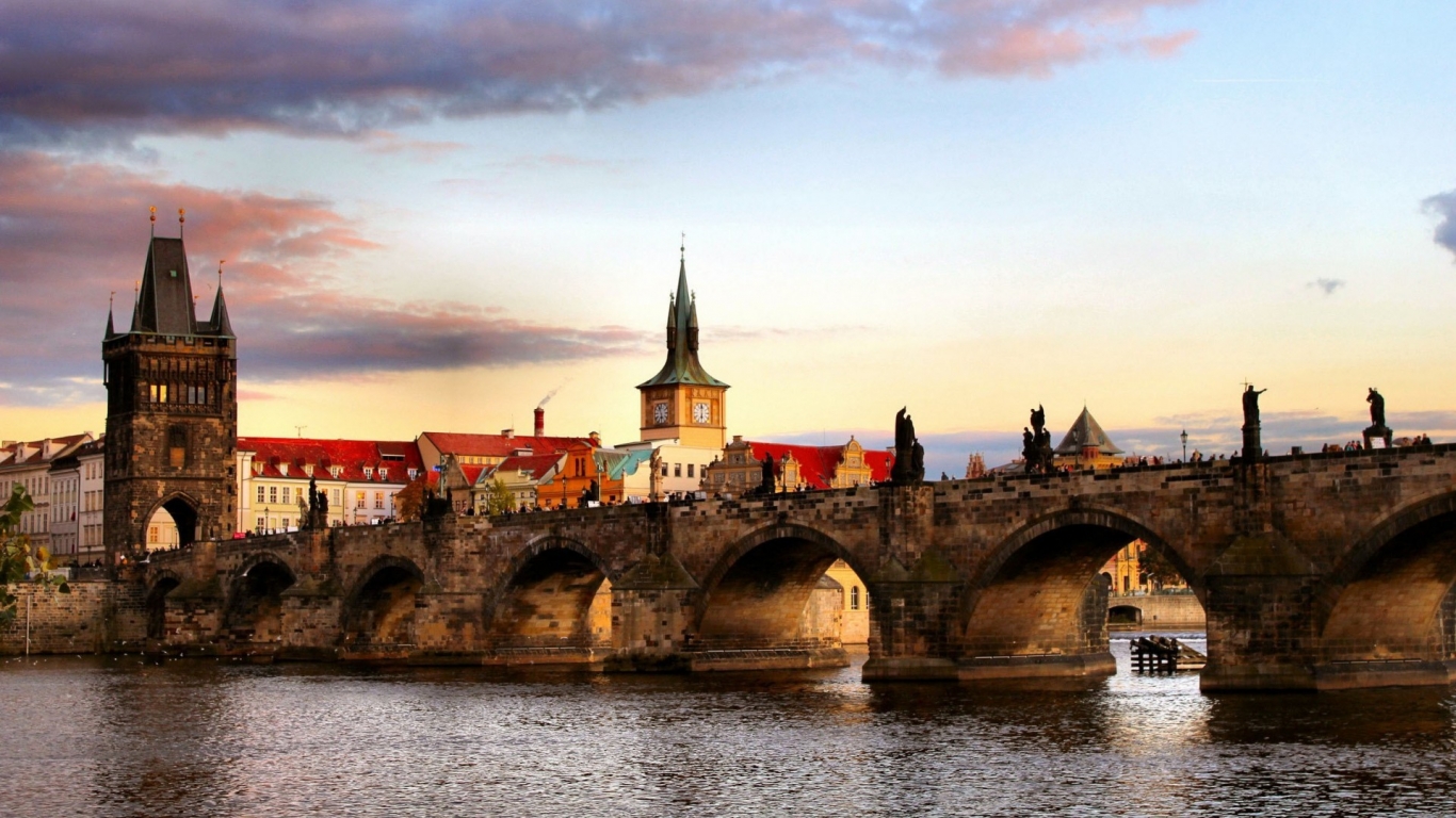 Prague Bridge Landscape for 1366 x 768 HDTV resolution