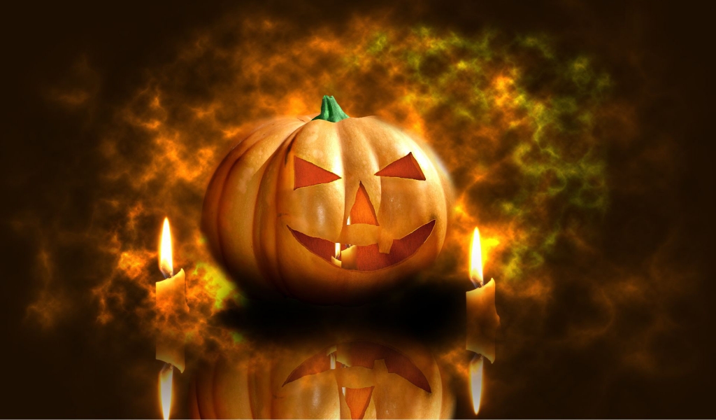 Pumpkin and Candles for 1024 x 600 widescreen resolution