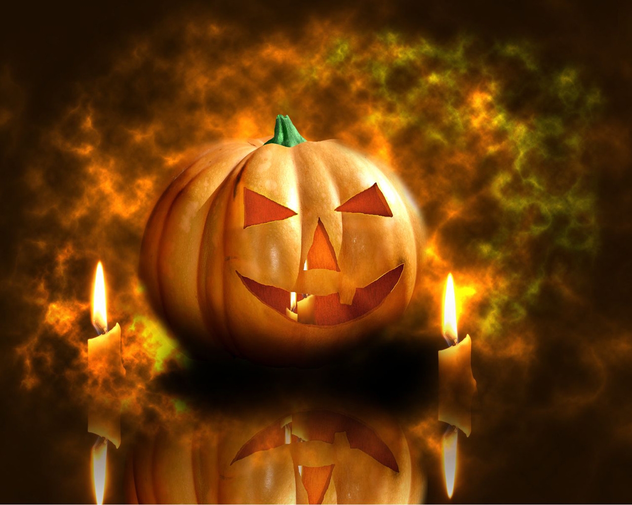 Pumpkin and Candles for 1280 x 1024 resolution