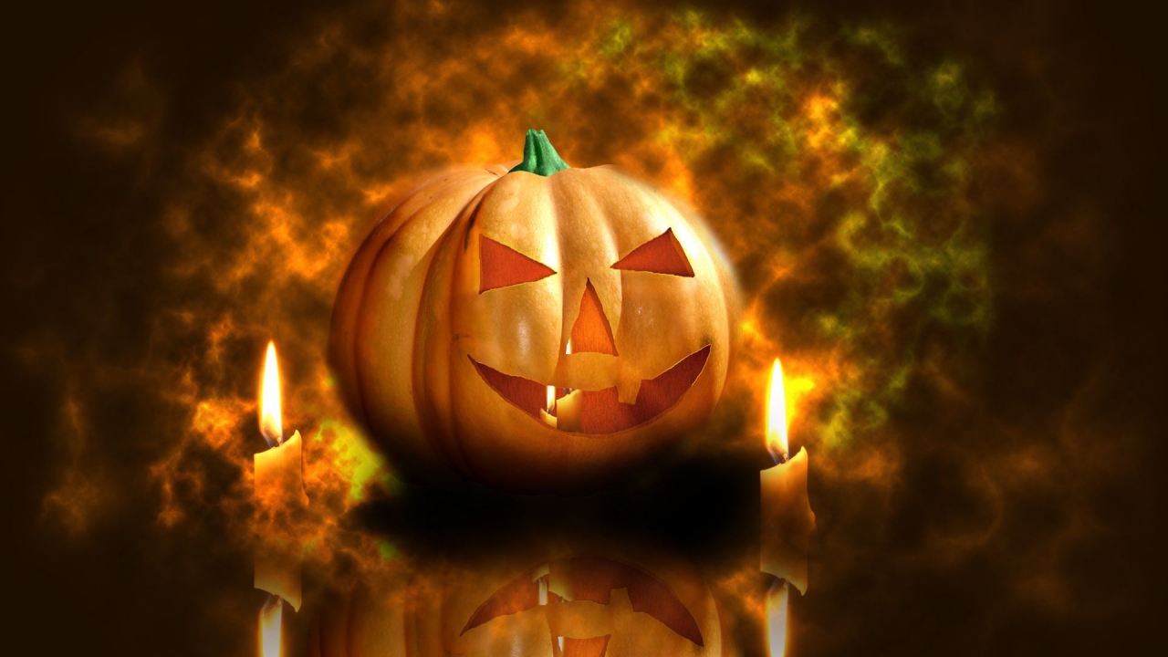 Pumpkin and Candles for 1280 x 720 HDTV 720p resolution