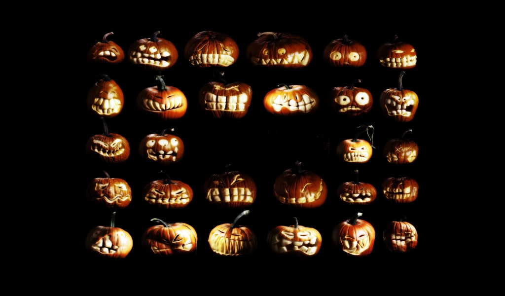 Pumpkin figures for Halloween for 1024 x 600 widescreen resolution