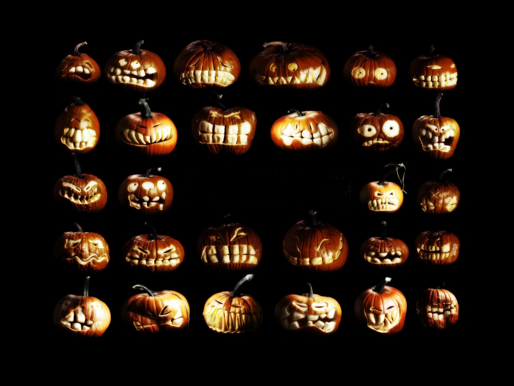 Pumpkin figures for Halloween for 1024 x 768 resolution