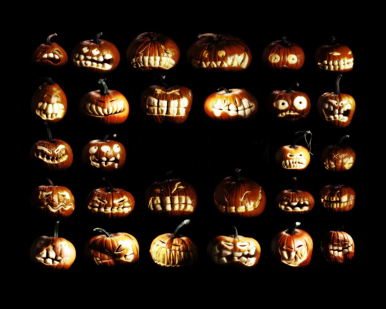 Pumpkin figures for Halloween for 1280 x 1024 resolution