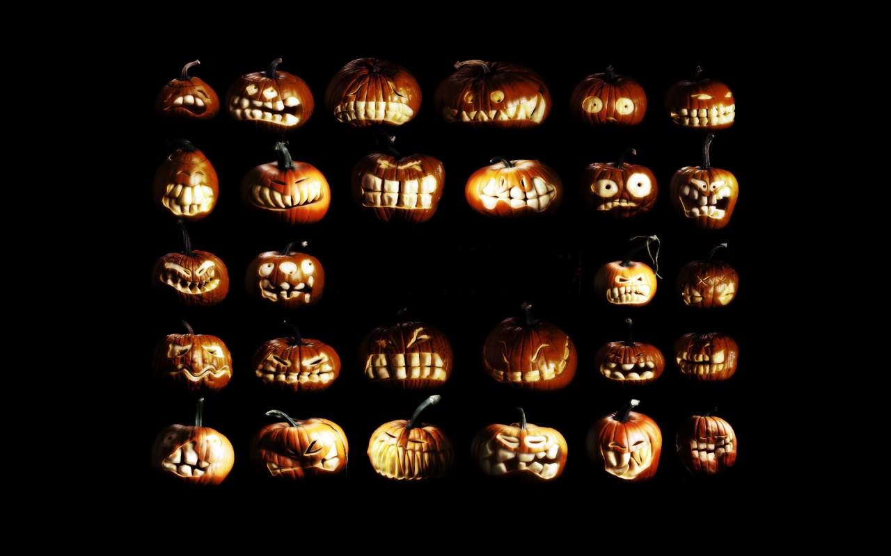 Pumpkin figures for Halloween for 1280 x 800 widescreen resolution