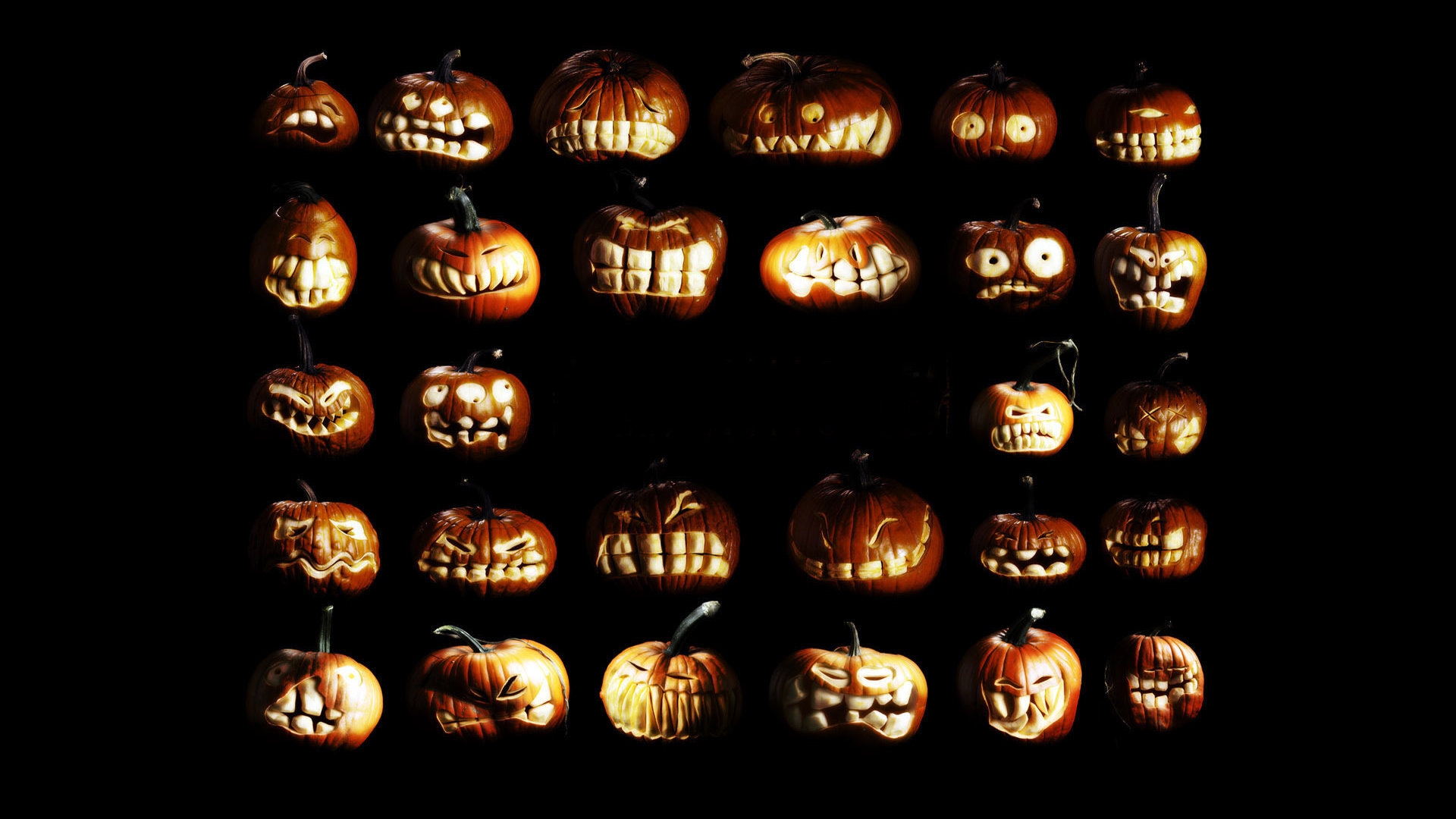 Pumpkin figures for Halloween for 1920 x 1080 HDTV 1080p resolution