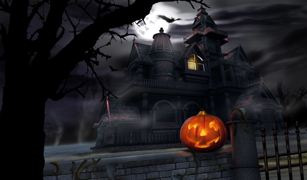 Pumpkin in Haloween dark night for 1024 x 600 widescreen resolution