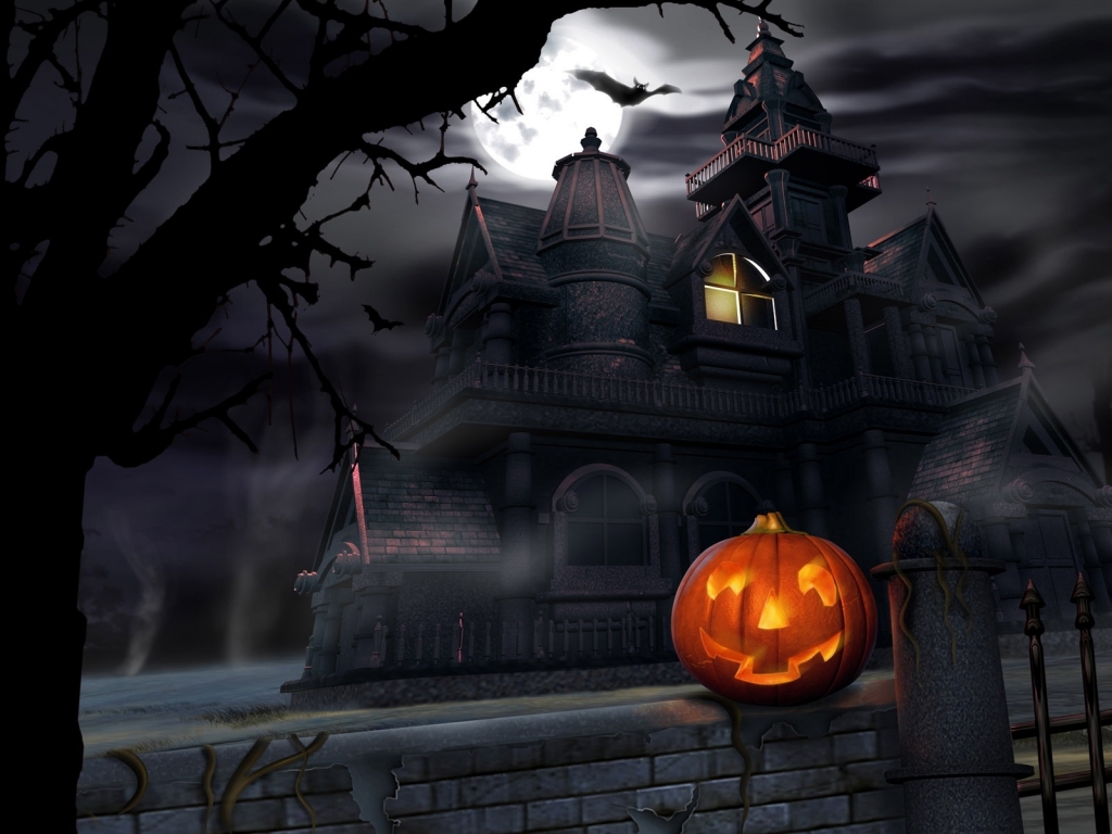 Pumpkin in Haloween dark night for 1024 x 768 resolution