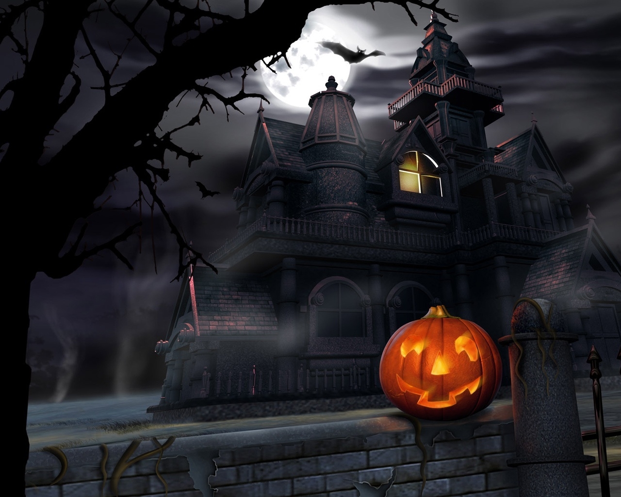 Pumpkin in Haloween dark night for 1280 x 1024 resolution