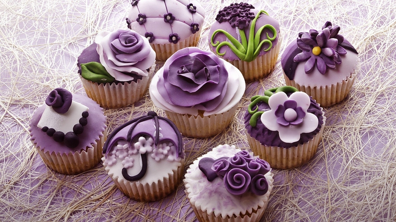 Purple Cupcakes for 1366 x 768 HDTV resolution