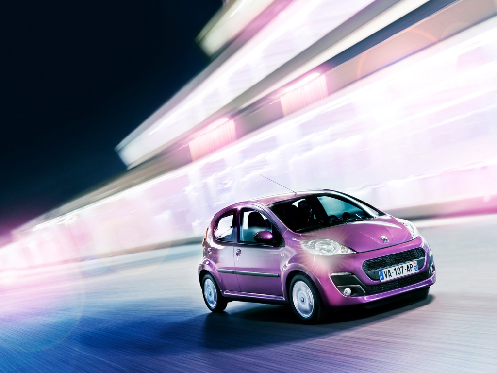 Purple Peugeot 107 for 1024 x 768 resolution
